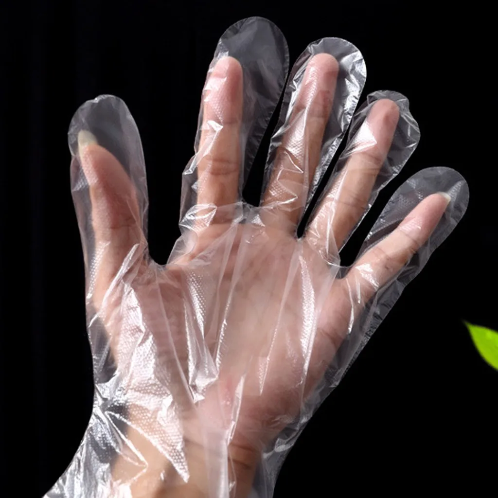 Одноразовые перчатки 100 шт ПЭ съемные пищевые пластиковые толстые одноразовые