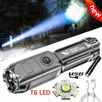 mini led flashlight super bright zoomable usb rechargeable t6 tactical torch for camping hiking fishing multi function torch