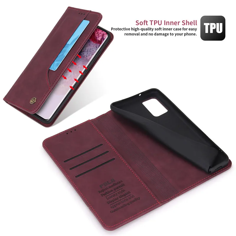 

Leather Flip Wallet Case For Samsung Galaxy S21 S20 S10 S9 Plus Note 9 10 20 Ultra Cards Holder Stand Phone Silicone Cover