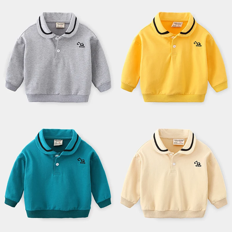 2 8yrs Батый Осенняя одежда для мальчиков хлопковая с отложным воротником Свитшот