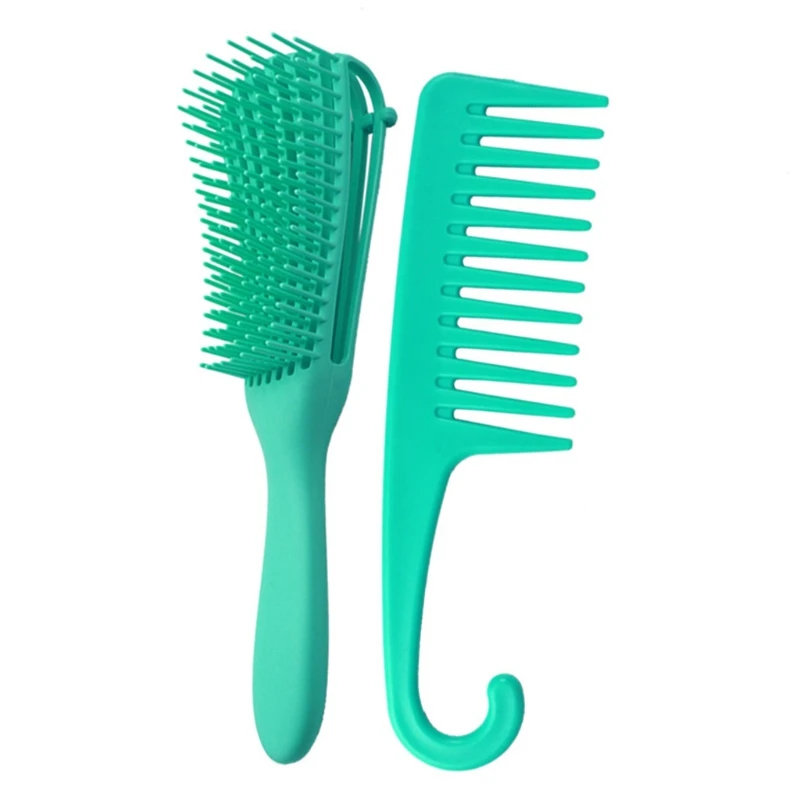 

2 Pack Detangling Brush Set Wide Tooth Comb for Curly Hair Textured 3a to 4c