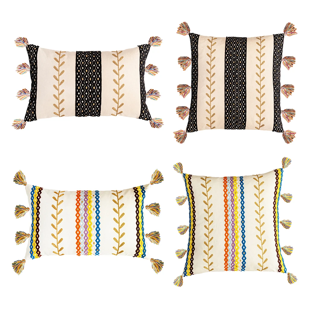 

Morocco Style Tufted Tassel Cushion Cover Farmhouse Tribal Macrame Pillowcase Bedding Set Hidden Zipper for Sofa Cushion Covers