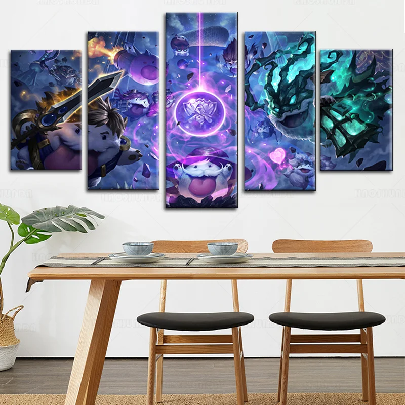 Модульная картина для домашнего декора 5 шт. белая/гаровская Лига Легенд из игры