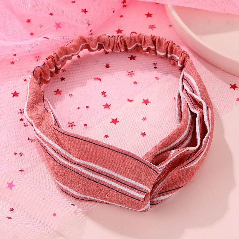 

Fashion 2020 Stripe Elastic Knot Headbands Women Girls Cotton Hairband Cross Turban Bandage Bandanas Solid Color HairBands