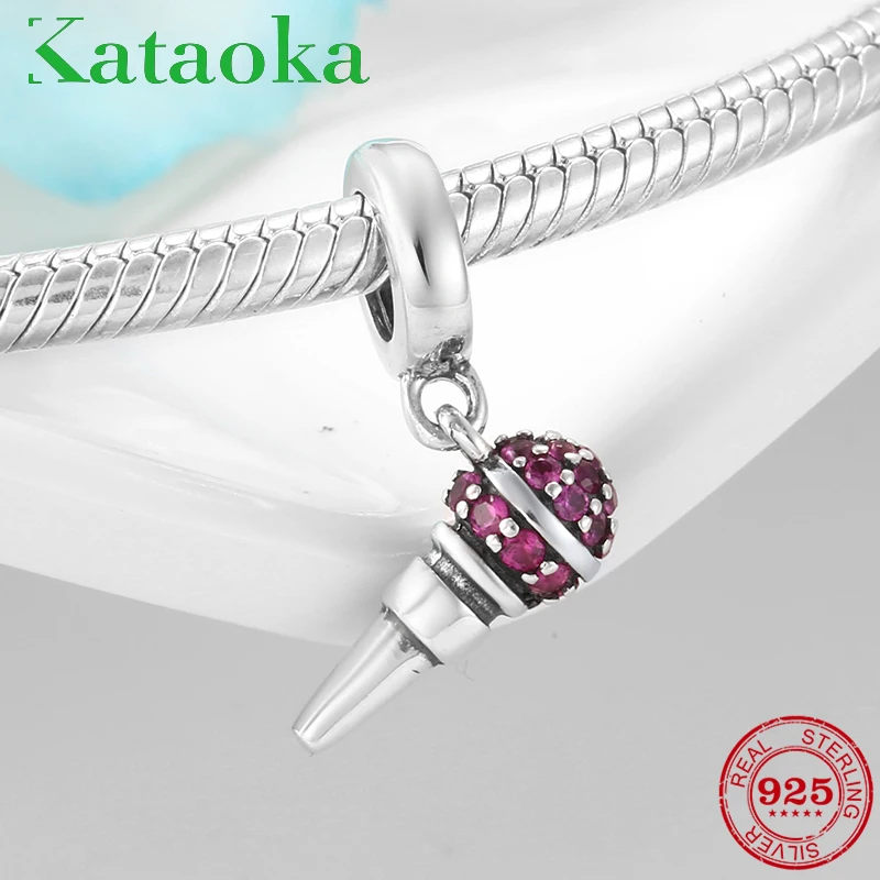 Лидер продаж Серебряный микрофон для пения красивые розовые бусины из фианита