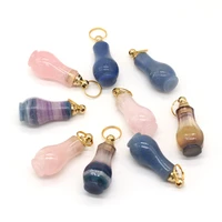 natural stone vial pendants rose quartzs perfume bottle charms for jewelry making diy women necklace party gifts