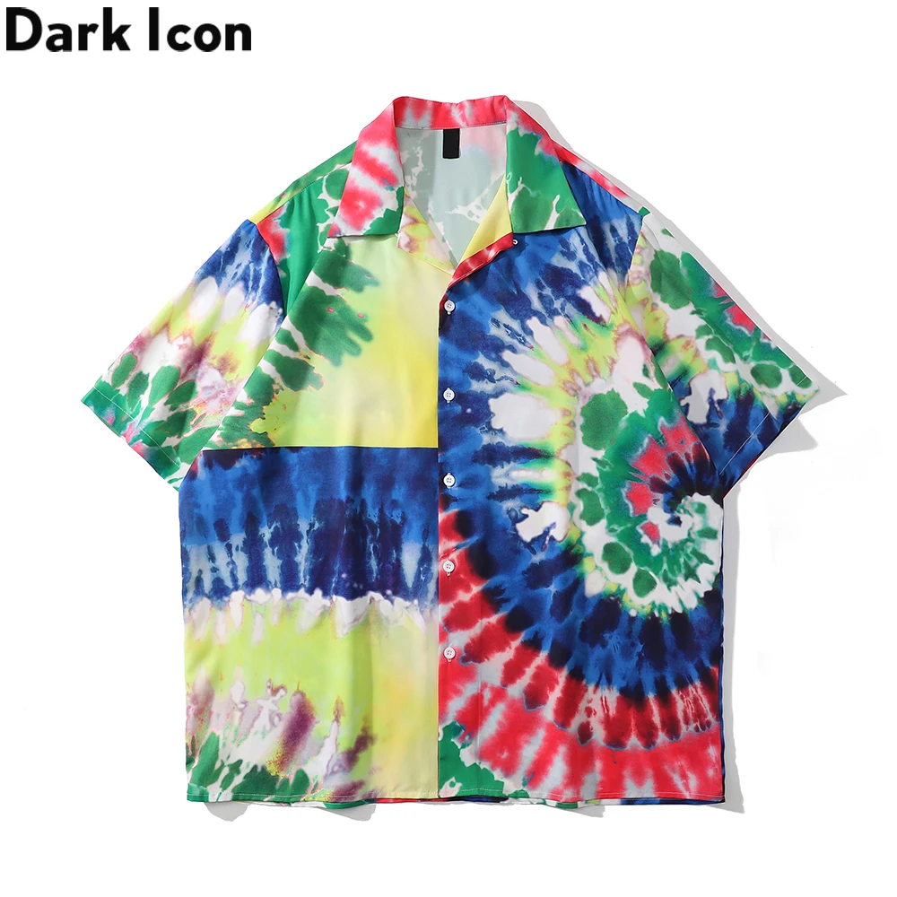 

Рубашка-поло мужская с завязкой Dark Icon, летняя винтажная уличная рубашка, мужская одежда