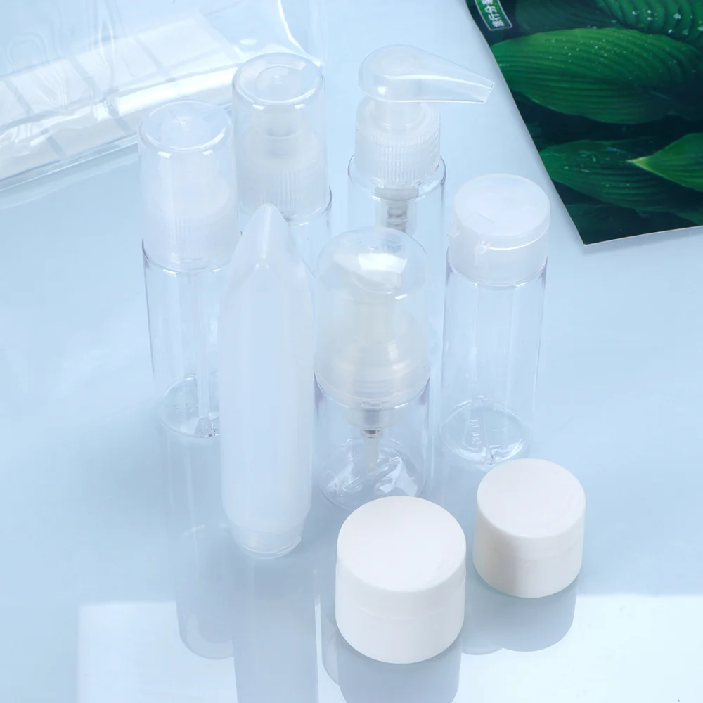 

8pcs Toiletry Containers Set Travel Empty Bottles and Jars Clear Cosmetic Container