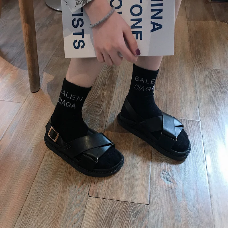 Сетчатые красные женские сандалии сезон лето Новинка 2019 года Корейская версия