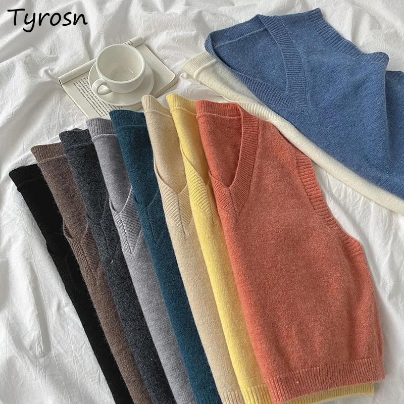 

Укороченный свитер, жилет, Женский однотонный простой элегантный универсальный уличный свитер в стиле преппи различных цветов в Корейском ...