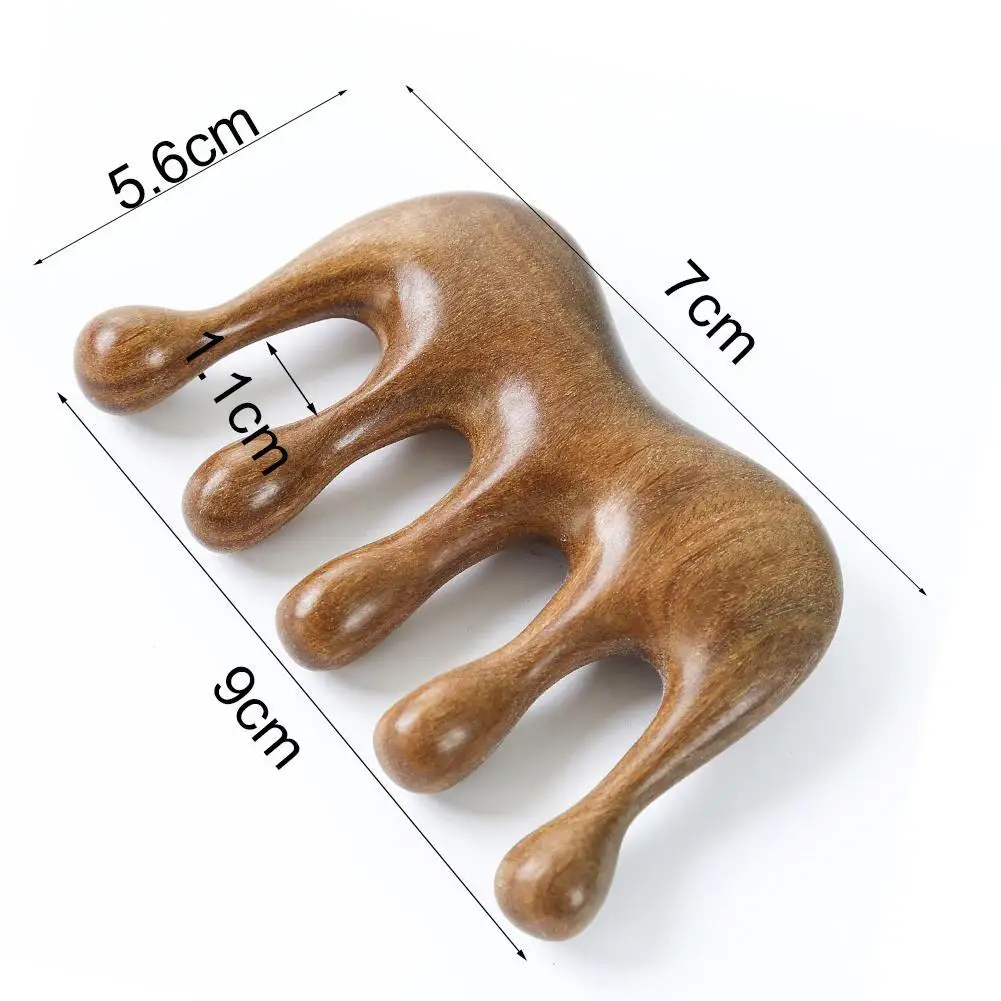 

Meridian Massage Comb Five-Tooth Handleless Wooden G Massage Comb Massage Acupuncture Wide-Tooth Sandalwood Comb Head Head M1I6