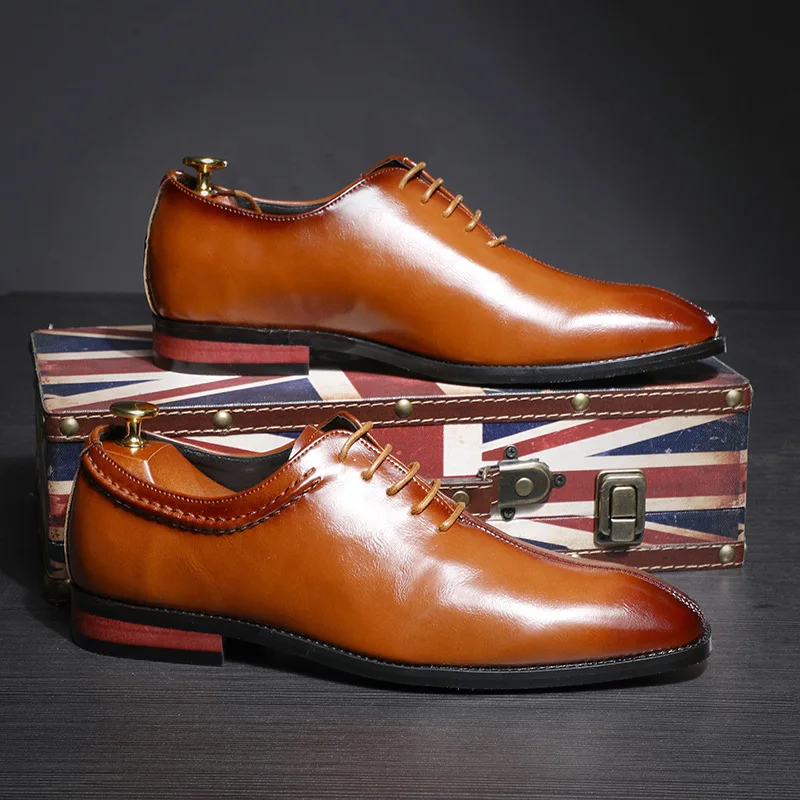 Men's Shoes Small Square Toe Men's Leather Shoes Large Size Shoes Business Suits Monk Shoes Single Shoes