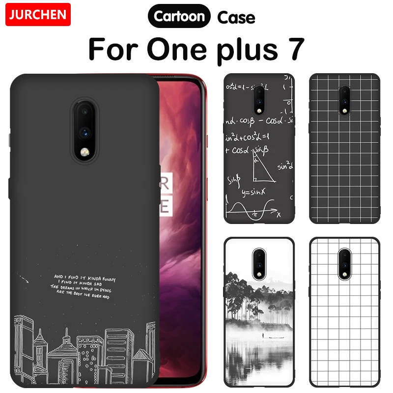 JURCHEN для One plus 7 Чехол Oneplus черный матовый мультяшный силиконовый мягкий чехол на