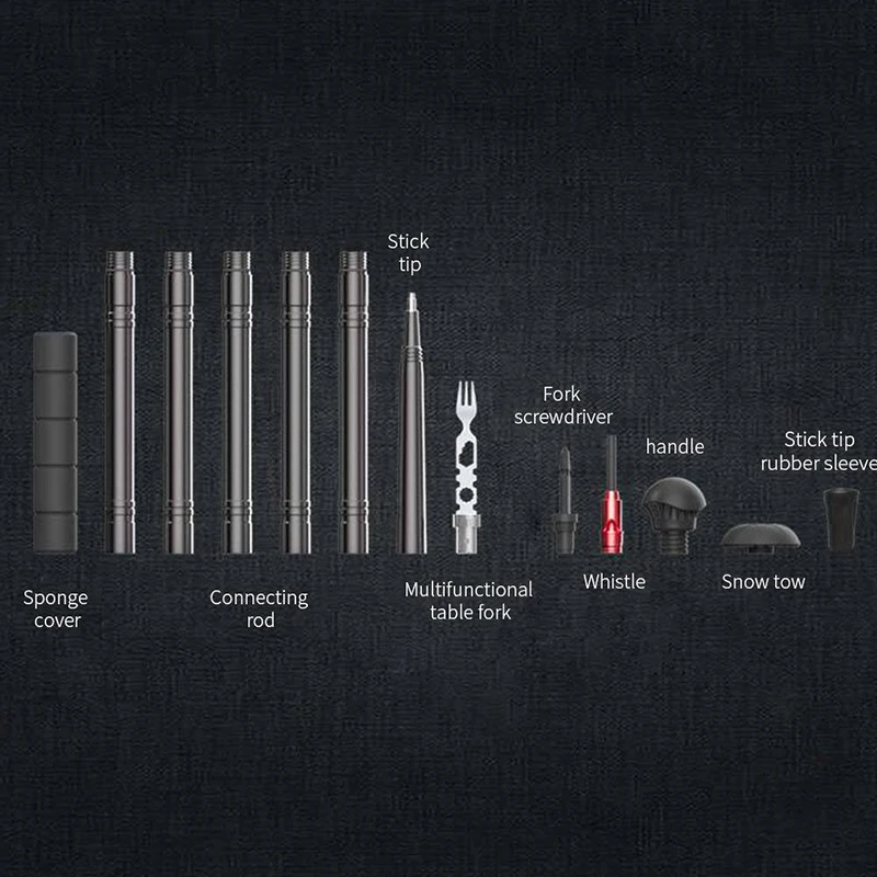 

Tactical Stick Walking Stick Outdoor Sport Travel Black Trekking Pole Mountaineering Survival Tool Multifunction Hiking Tool