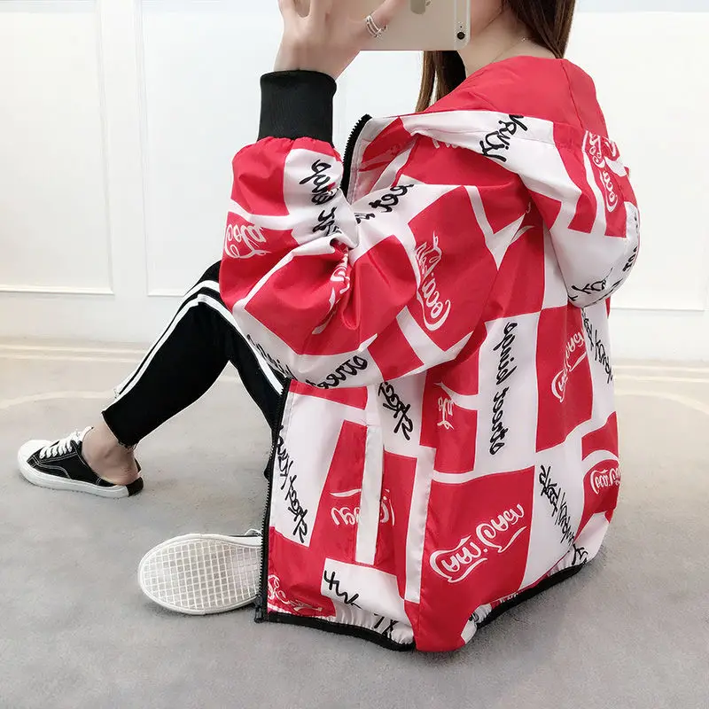 

2021 spring and Autumn New Korean student sports jacket women's Harajuku style loose double-sided casual jacket