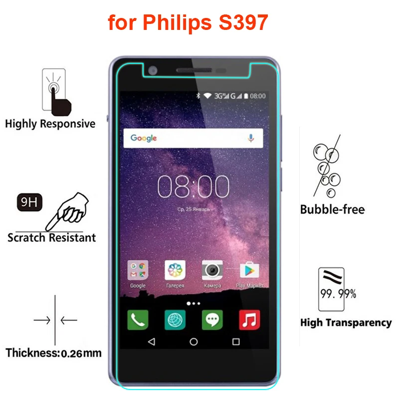 Защитное стекло для Philips S397 закаленное защиты экрана защитная пленка защитное