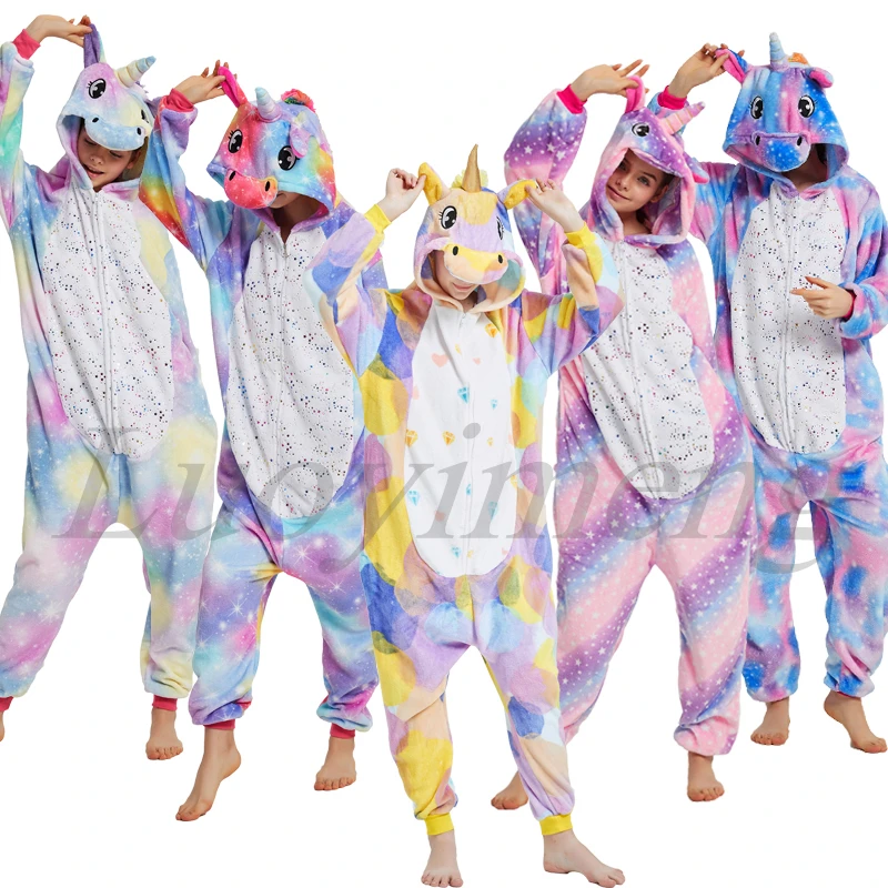 

Girls Animal Unicorn Pajamas Adults Winter Sleepwear Hooded Dog Panda Pyjamas Women Onesies Party Costumes Baby Boys Jumpsuits