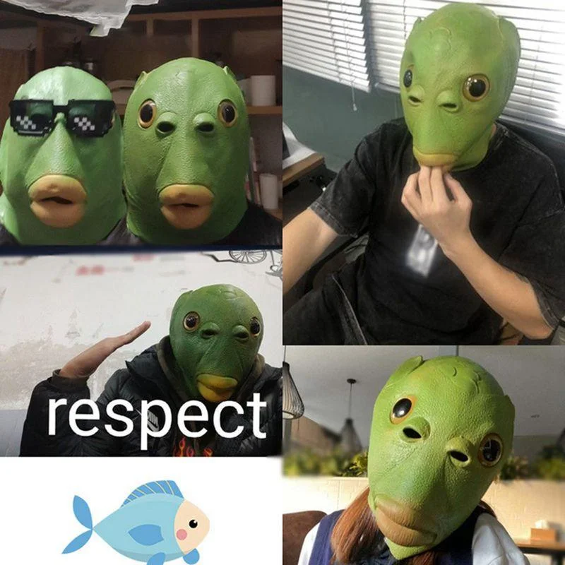 

1PC Mermaid Green Head Fish Monster Headgear Mask for The Face Headwear Halloween Party Mask Props