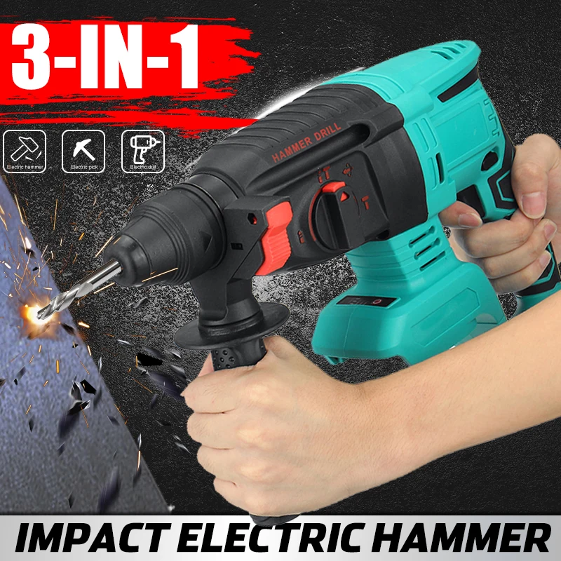 

Rechargeable Brushless Cordless Rotary Hammer Drill Electric Hammer Impact Drill For 18V Makita Battery
