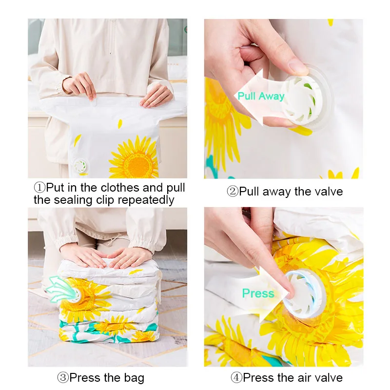 

New Portable Vacuum Bag Clothes Quilt Storage Bags Space Saver Seal Packet Hand Compressed Clothing Compression Closet Organizer