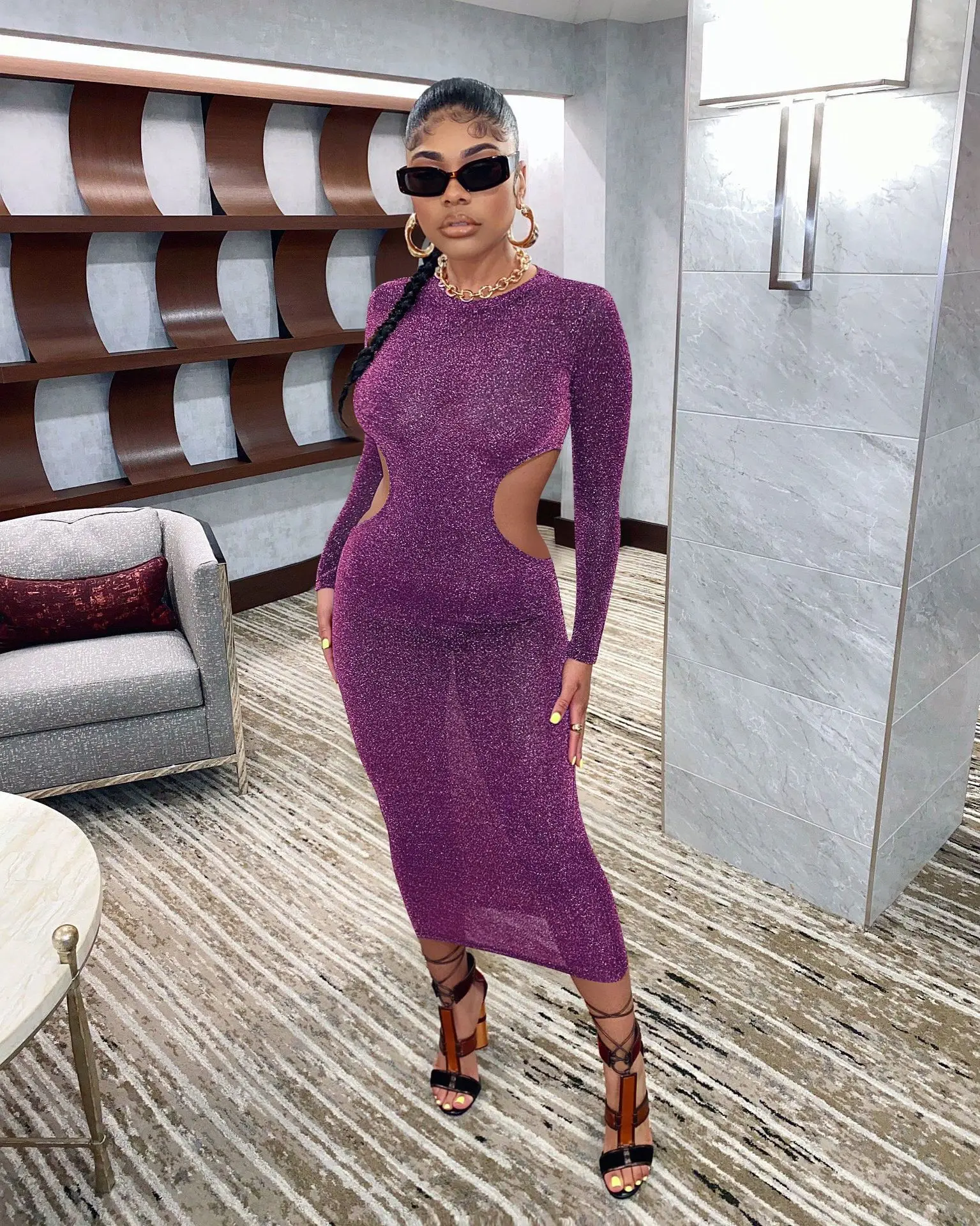 

Casaul Women Dress Hollow Out Long Dress Backless Party Night Clubwear See Through Clothes For Women Vestidos