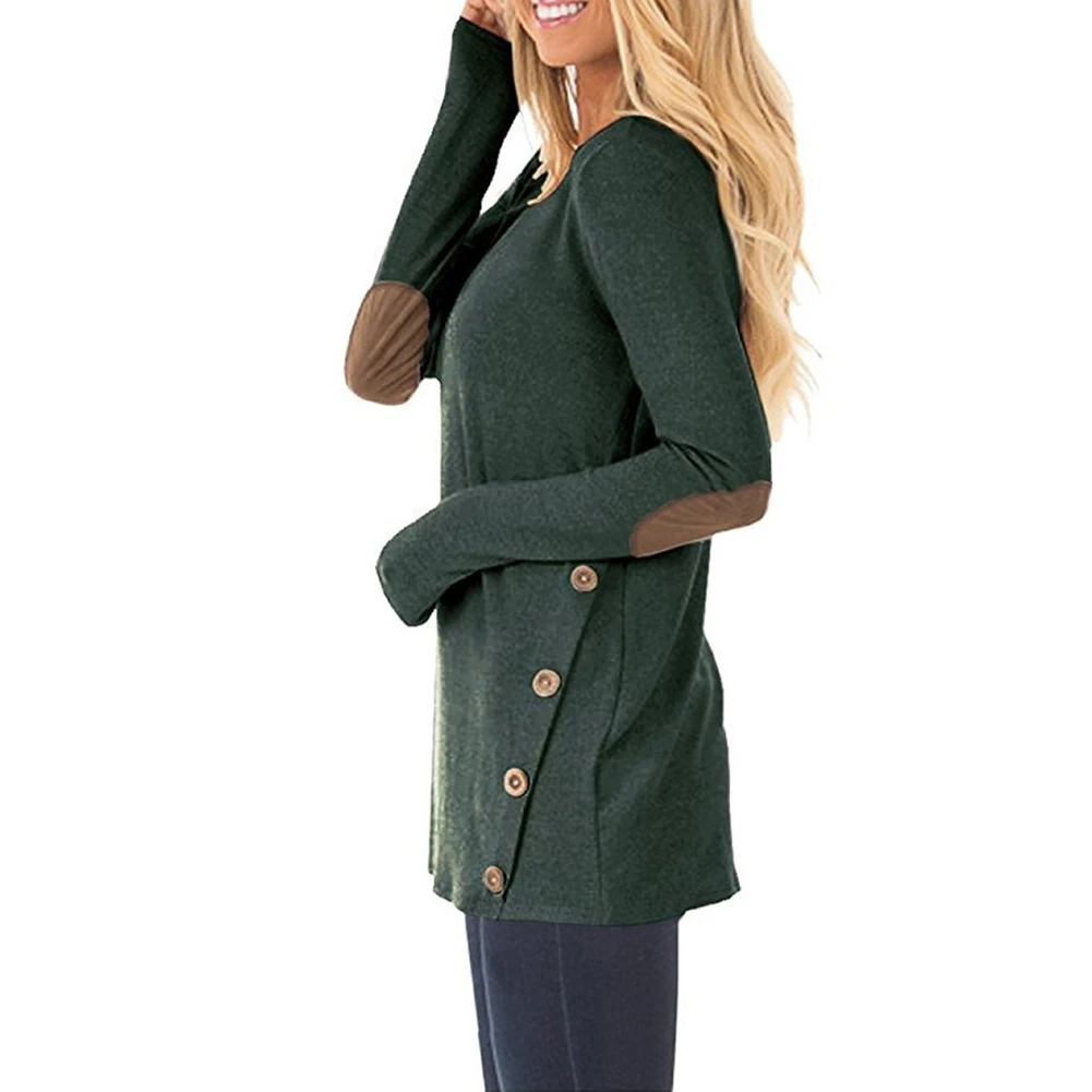 Весна осень мягкие свободные базовые повседневные локоть Лоскутные Топы Женская