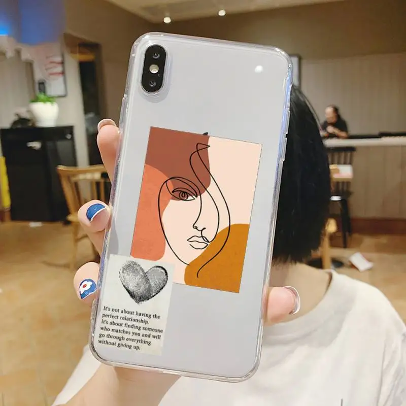 

Artistic Face Letter art pattern Phone Case Transparent soft For iphone 5 5s 5c se 6 6s 7 8 11 12 plus mini x xs xr pro max
