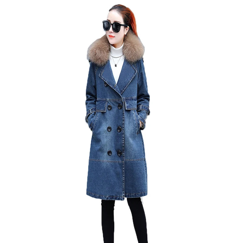 Модные женские зимние куртки 2019 Новые Длинные рукава Твердые двубортные средней