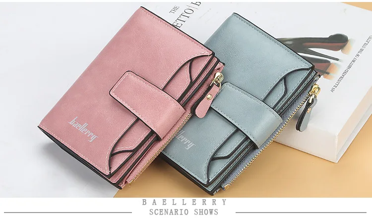 Baellerry, черный кожаный кошелек для женщин, маленький кошелек на молнии для монет, короткие женские кошельки, ID кредитный держатель для карт, Red Walet для девочек