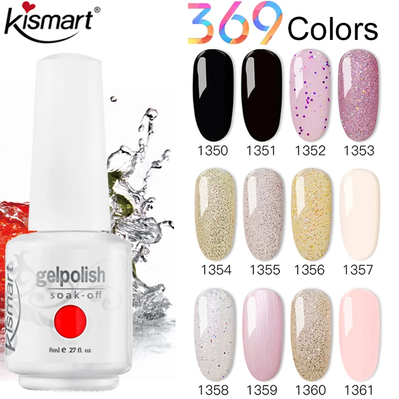 

8ml Kismart Nail Gel Varnish Pure Color Nail Gel Polish Base Coat No Wipe Top Soak Off Gel Polish Manicure Gel Lacquer
