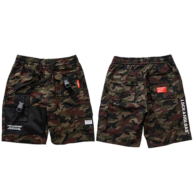 A49LOSC902 Camo Лето, Харадзюку, шорты-карго с карманами, цветные блоки, мужские, хип-хоп, короткие джоггеры, уличная одежда, тактические, военные, мешковатые, короткие, хипстерские - Цвет: A49LOSC902 Camo