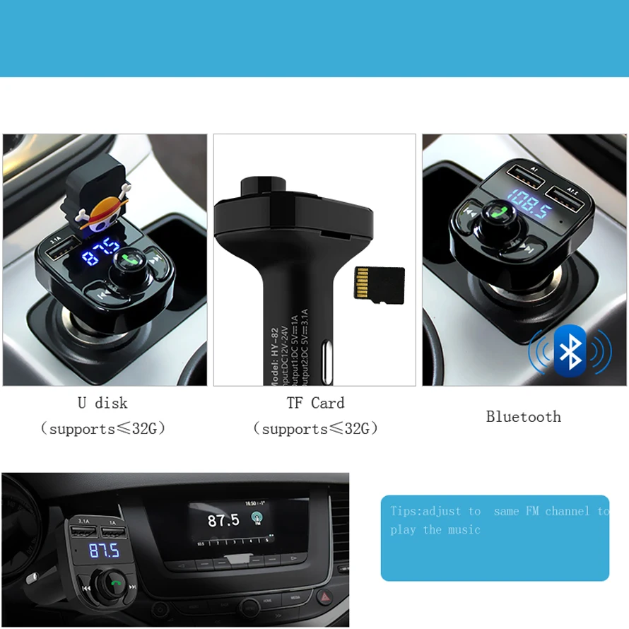 FM-трансмиттер автомобильный с Bluetooth и двумя USB-портами 5 В 4 1 А | Автомобили