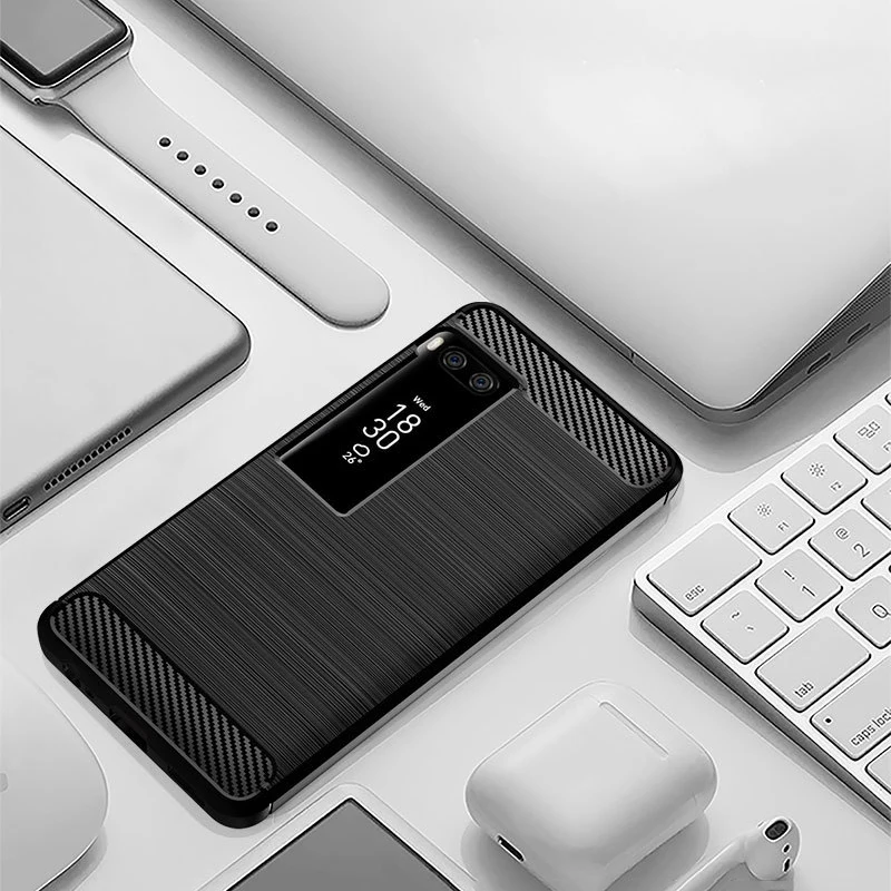 Мягкий чехол для Meizu Pro 7 Plus силиконовый бампер на карбоновое волокно мягкий TPU