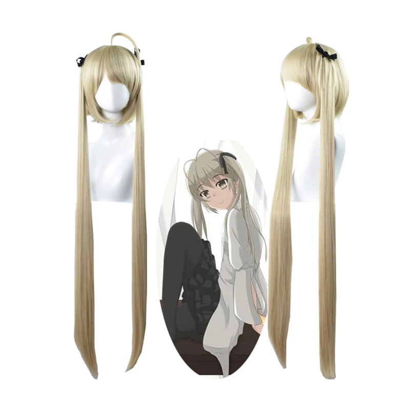 100cm Anime Yosuga no Sora Kasugano Wig Cosplay Wigs Playing Long Creamy Golden Hair Halloween 1:1 Cap |