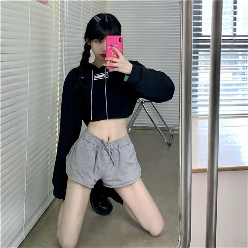 Hoodies Womens Harajuku Irregular Crop Tops Popular Women Kpop Sweatshirt Skinny Pullovers Casual Sweatshirt Streetwear