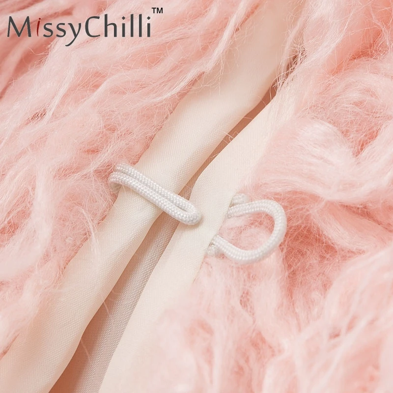 MissyChilli/женское розовое зимнее пальто из искусственного меха уличная одежда