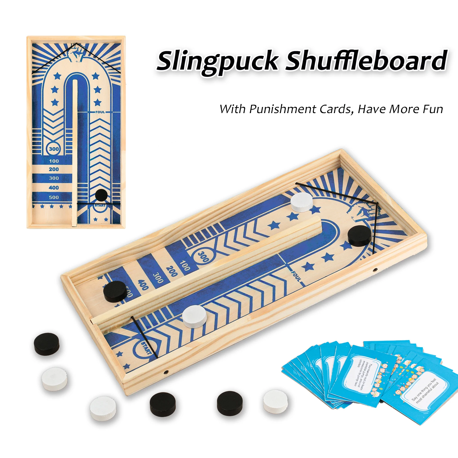 

Fast Paced SlingÂ Puck ShuffleboardÂ Game Table Hockey Battle Toy For Family Solid Wood Party Board Game With Punishment Cards