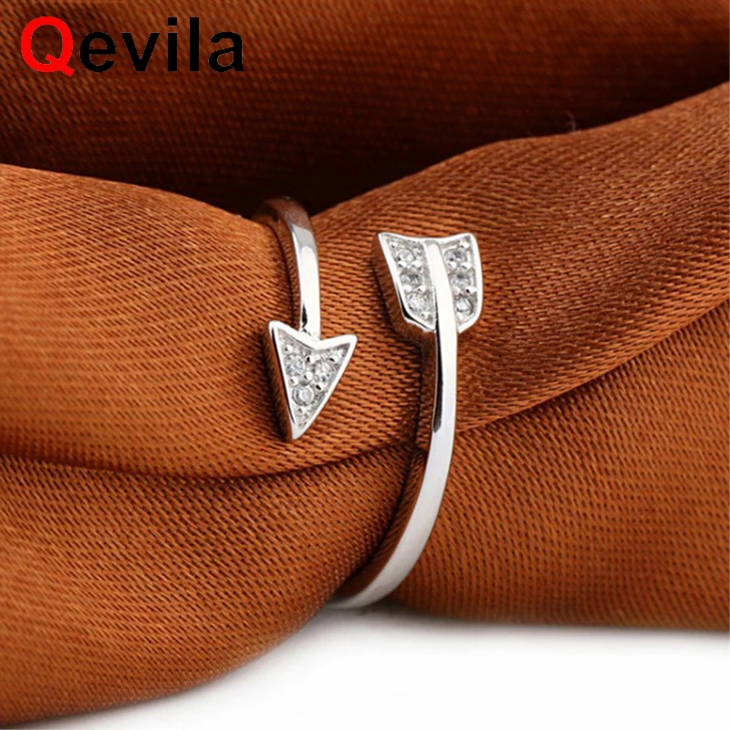 Новое поступление Модные посеребренные кольца Qevila со стрелками и кристаллами