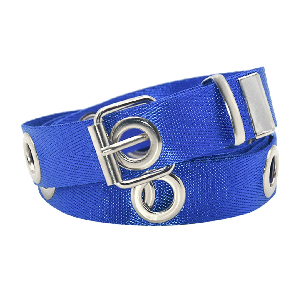 

2021 Wide Canvas Belts Casual Double Hollow Hole Buckle Belt Adjustable Solid Color Waist Strap For Women Men Students Jeans