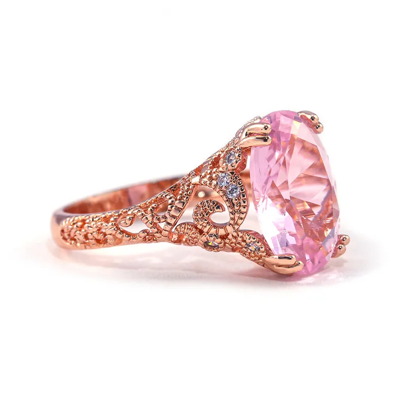 

Women Ring Rose Gold Color Big Crystal Stone Wedding Ring for Women Unique Design Female Engagement Ring Jewelry Gift Dropship