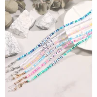 fashion love letter colorful beaded sunglasses face mask necklace for women non slip rope neck glasses chain lanyard jewelry