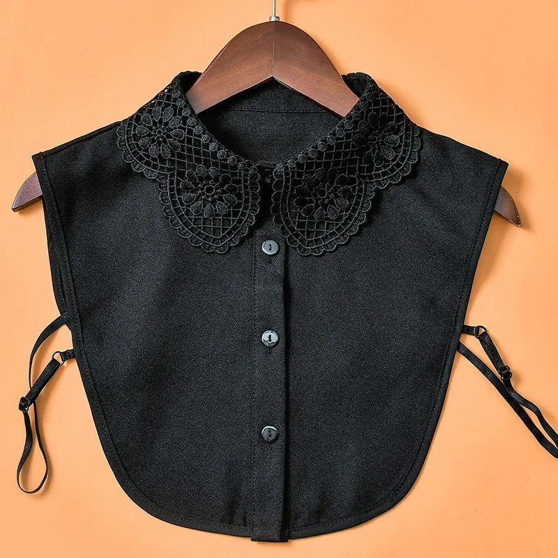

2021 24 Styles Black Women Hollow Floral Lace Fake Collar White Ladies Detachable Lapel Half Shirt Tops Female False Collars