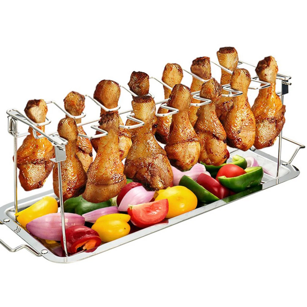 

Stainless Steel Grill And Tray Air Fryer Accessories Stainless Steel Non-Stick BBQ tray Toast Rack Pizza Rack Bake BBQ Supplies