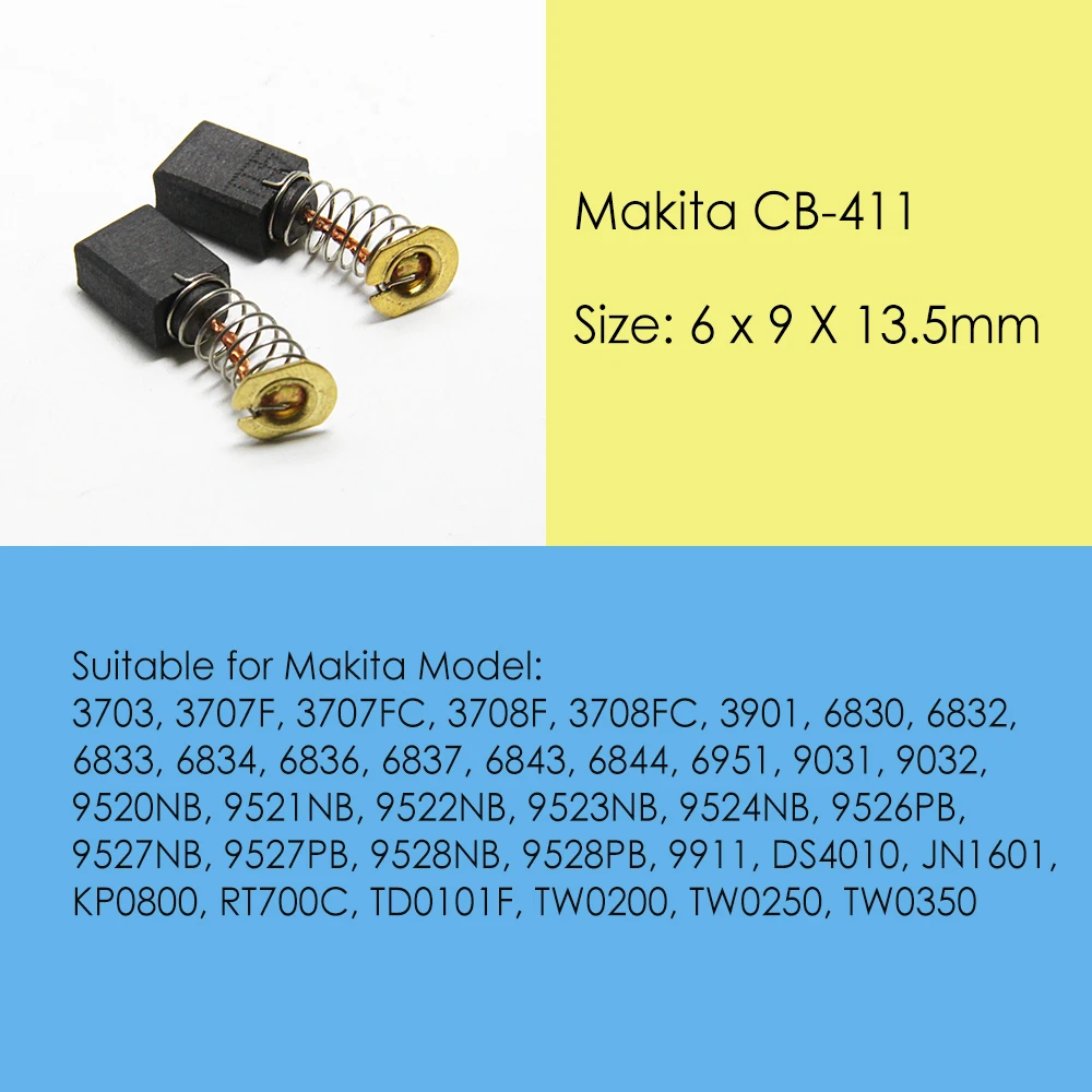 Оригинальные запасные части для угольного электродвигателя Makita CB411 6x9x13 5 мм