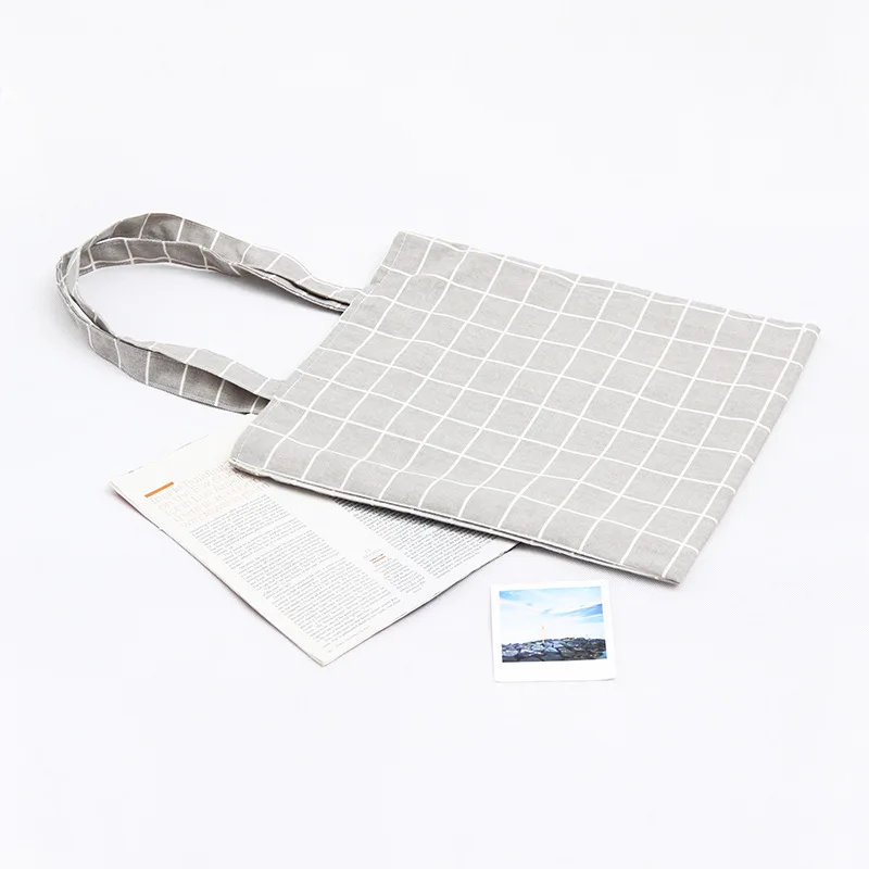 

New Simple Plaid Women's Handbag Canvas Bag Casual Women Shopping Bags Fashion Shoulder Bag Female Travel Storage Bag Tote