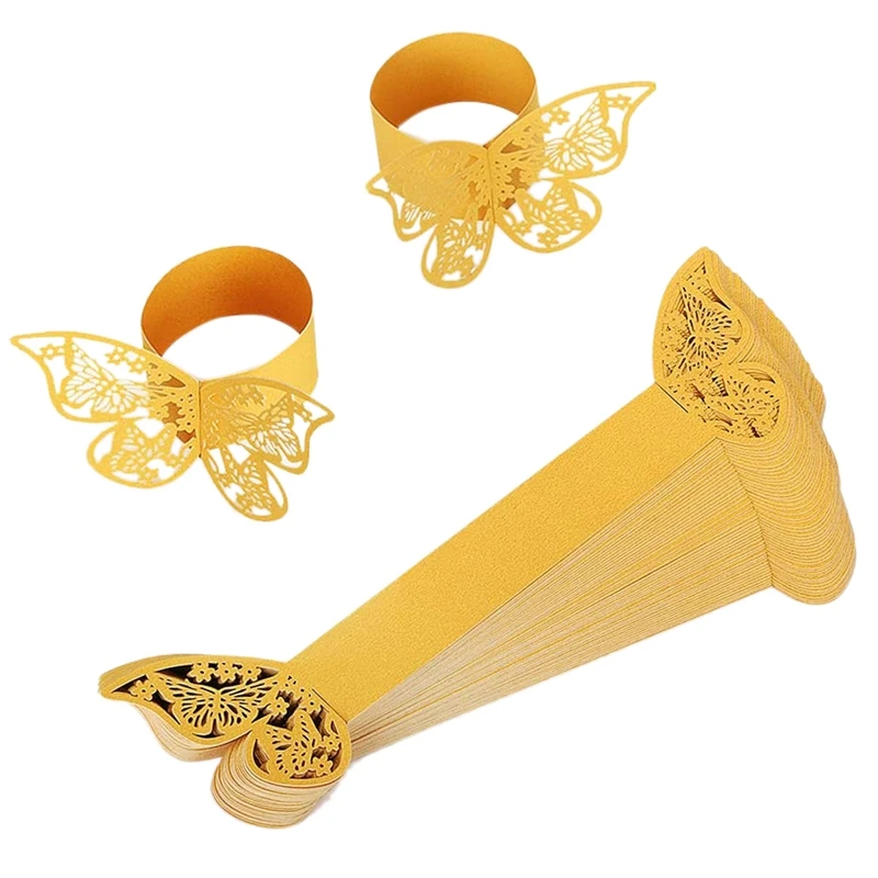 

100Pcs 3D Butterfly Paper Napkin Rings For Weddings Party Serviette Table Decoration Butterfly Napkin Rings