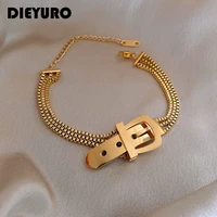 dieyuro stainless steel personality belt bracelet korea simple and wild multilayer chain bracelet decoration accessories gift