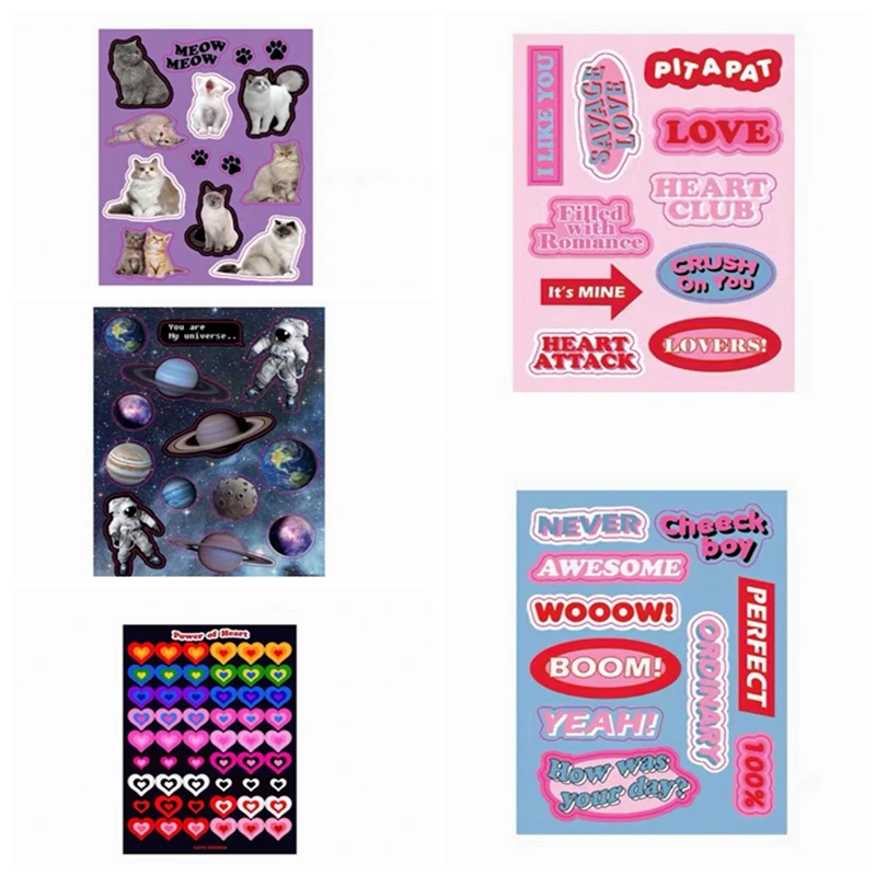 

Lovely Cat Space Stickers Colorful Love Decorative Scrapbooking Sticker Label Kawaii School Stationary