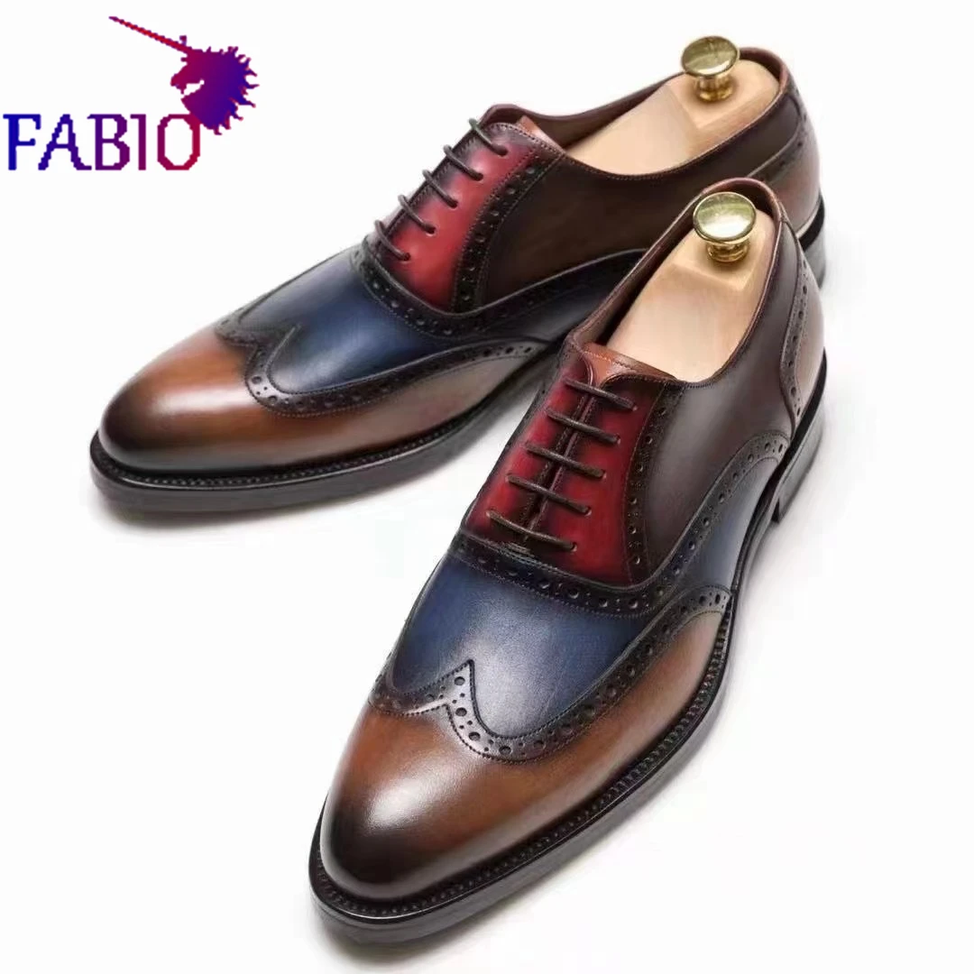 

Business elite The calf Genuine leather shoes Pure manual Stitching design Italian real leather outsole brownMen's leather shoes