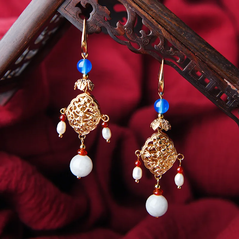 

Ethnic Style Elegant Woman Dangle Earrings Vintage Chinese Style Drop Earrings Women Handmade Fashion Earrings Girl Jewelry Gift